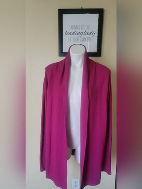 Fuchsia Open-Front Women's Sweater